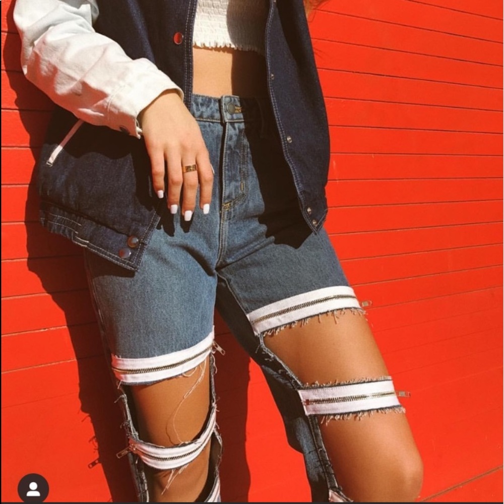 LF/ Carmar Hermia zipper distressed jeans